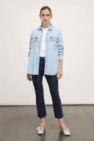 Camisa de ganga - Azul-claro