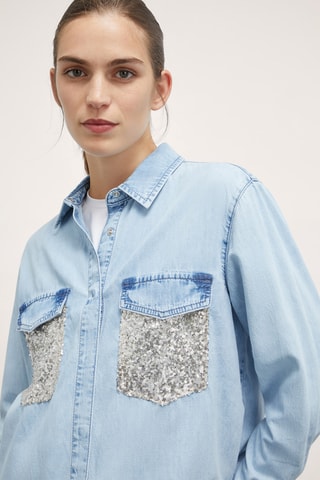 Camisa de ganga - Azul-claro