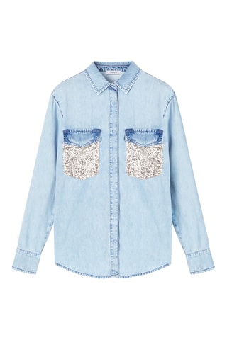 Camisa de ganga - Azul-claro