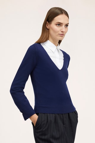 Camisola de lã - Azul-marinho