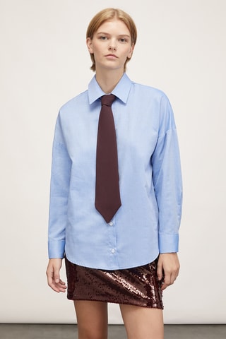 Camisa e gravata - Azul-claro e castanho