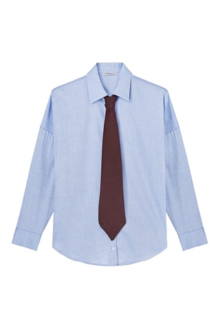 Camisa e gravata - Azul-claro e castanho