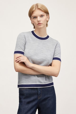 T-shirt em lã - Cinzento