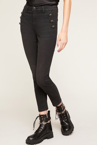 Calças de ganga skinny 7/8 - Preto