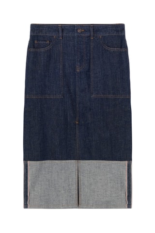 Saia direita em ganga - Azul