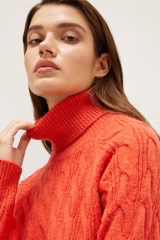 Camisola em alpaca e lã - Laranja