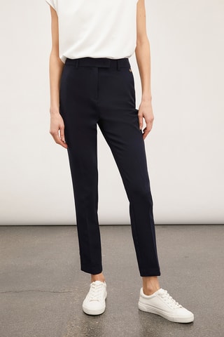 Calças regular 7/8 - Azul-marinho