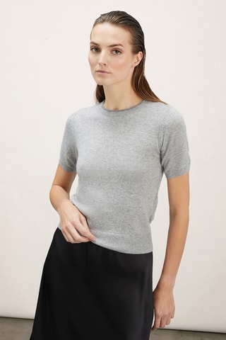 Top em caxemira - Cinzento-claro