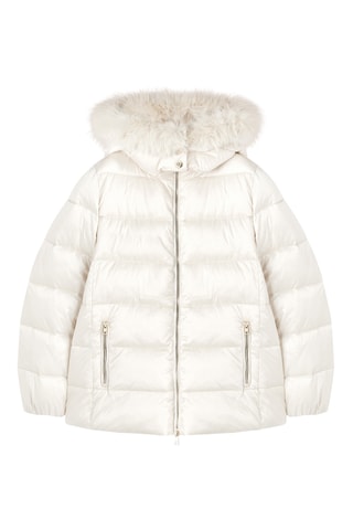 Gewatteerde Jas met Capuchon - Wit