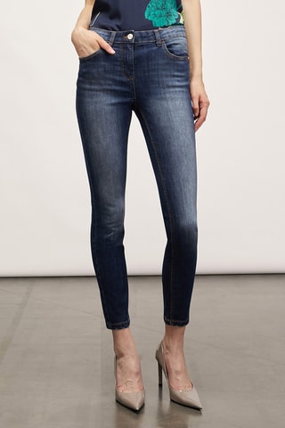 Calças de ganga skinny cintura subida - Azul