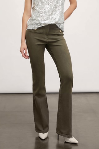 Calças flare - Verde caqui