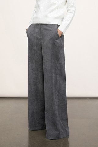 Calças palazzo em veludo - Cinzento