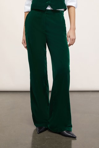 Pantalon palazzo en velours - Vert foncé