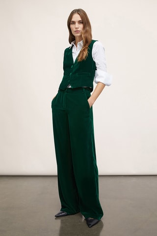 Pantalon palazzo en velours - Vert foncé