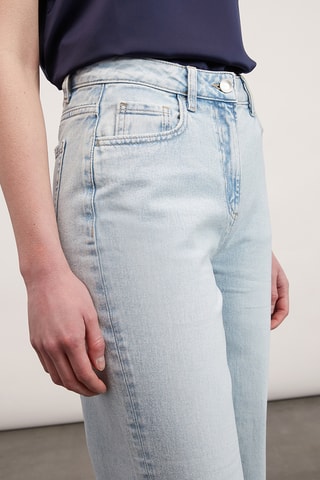 Calças de ganga wide legs 7/8 - Azul-claro