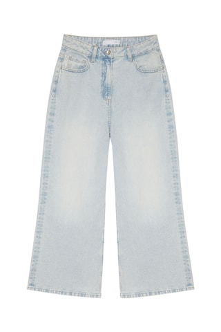 Calças de ganga wide legs 7/8 - Azul-claro