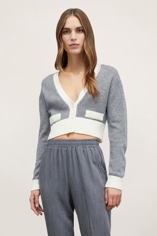 Casaco de malha curto em lã - Cinzento