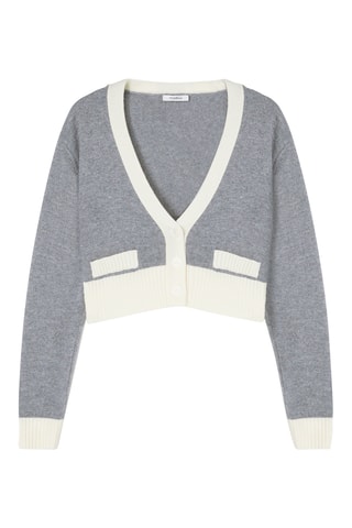 Casaco de malha curto em lã - Cinzento