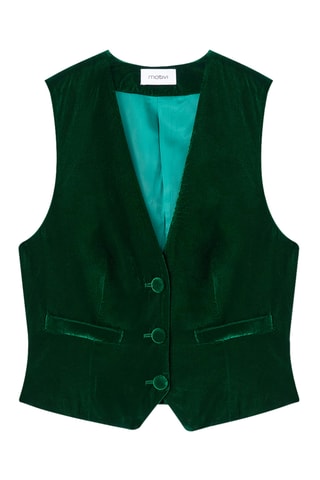 Gilet de costume en velours - Vert foncé
