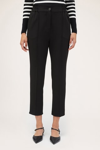 Calças 7/8 de cintura alta - Preto