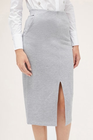 Saia justa de cintura subida - Cinzento