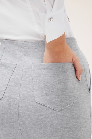Saia justa de cintura subida - Cinzento