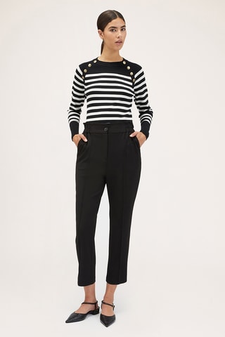 Calças 7/8 de cintura alta - Preto