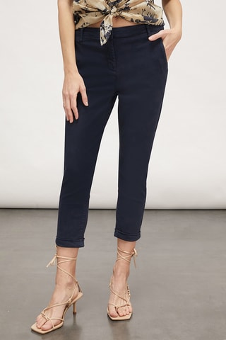 Calças chino direitas 7/8 - Azul-marinho