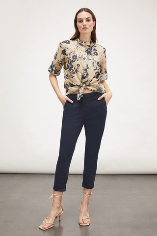 Calças chino direitas 7/8 - Azul-marinho