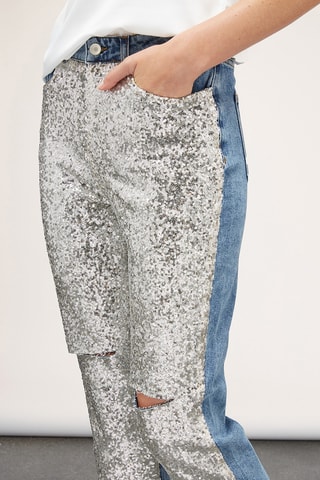 Jean regular 7/8 - Argenté et bleu