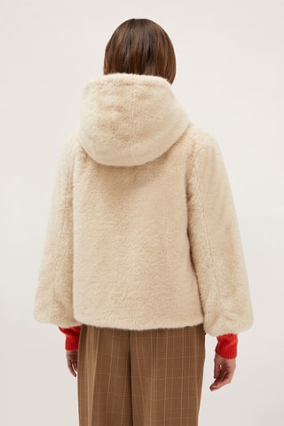 Casaco de malha reversível com capuz - Bege