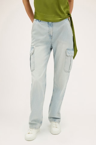Calças de ganga cargo - Azul-claro