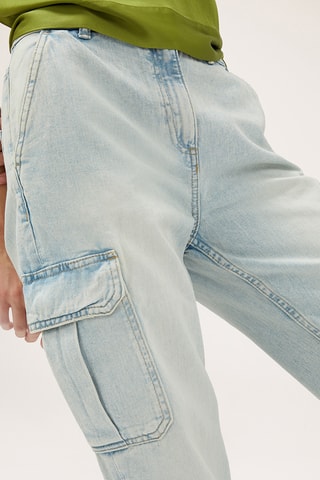 Calças de ganga cargo - Azul-claro