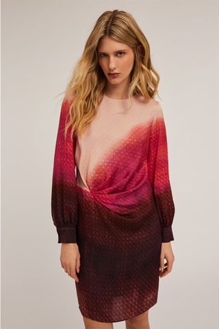 Rechte jurk met dip and dye - Fuchsia