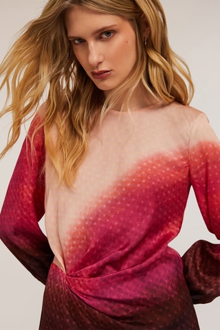 Rechte jurk met dip and dye - Fuchsia