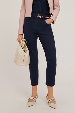 Calças corte cenoura 7/8 - Azul-marinho