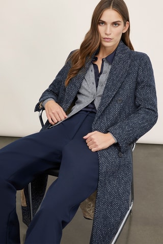 Sobretudo de lã - Azul-marinho mesclado