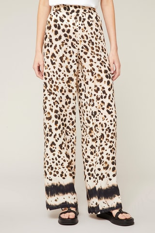 Calças palazzo de cintura alta - Bege