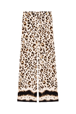 Calças palazzo de cintura alta - Bege