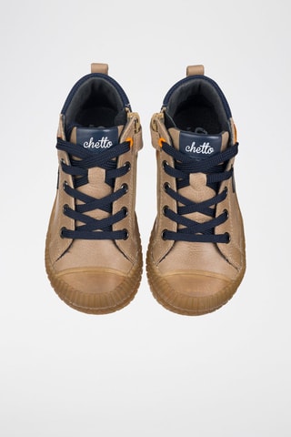 Sapatos em couro 
Toupeira e azul