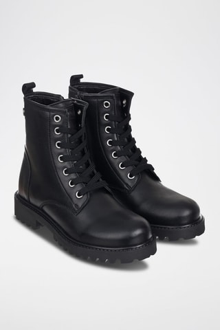 Botins de couro Preto