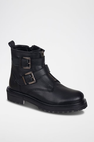 Botins de couro Preto