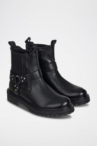 Botins de couro Preto