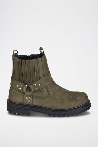 Botins de couro Verde 