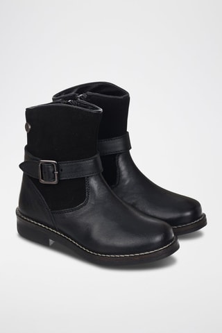 Botins de couro Preto