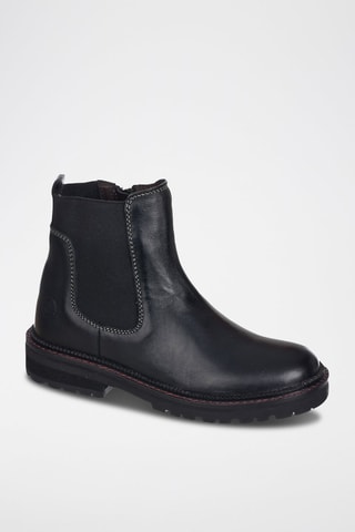 Botins de couro Preto