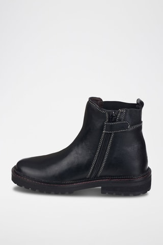 Botins de couro Preto