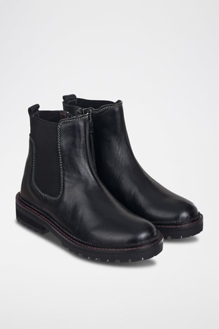 Botins de couro Preto