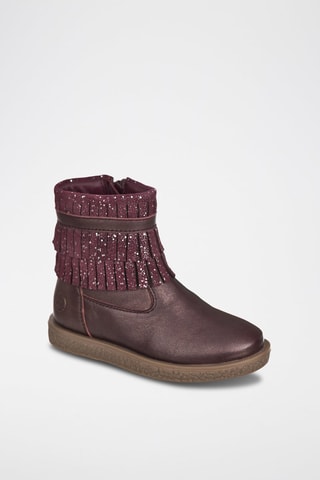 Botins de couro Bordô