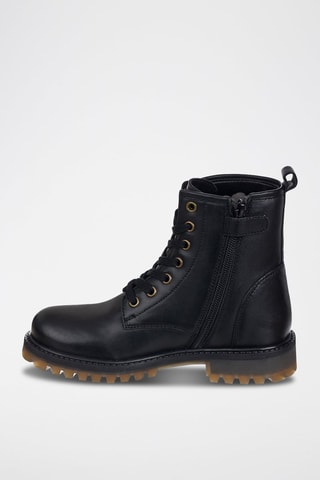 Botins de couro Preto